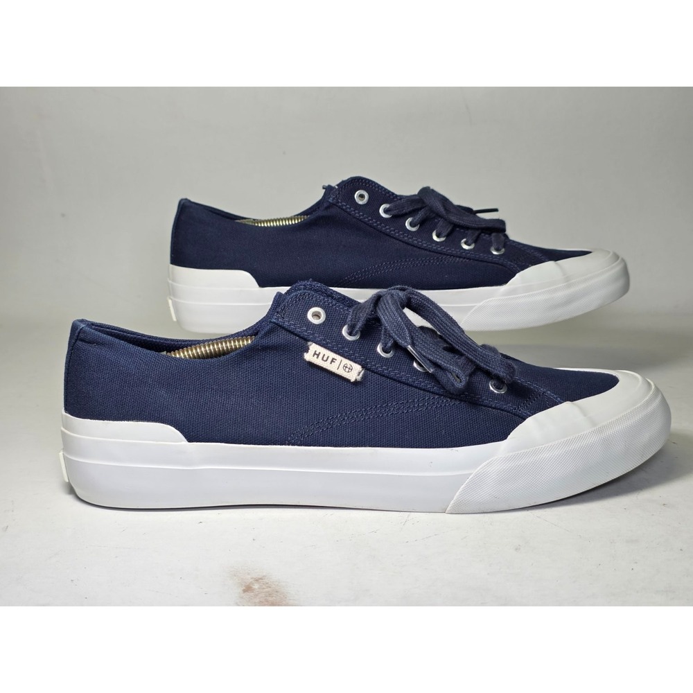 HUF Men's Sneakers Size 11 UK 10 Navy White Canvas Classic Low Top Lace Up Shoes